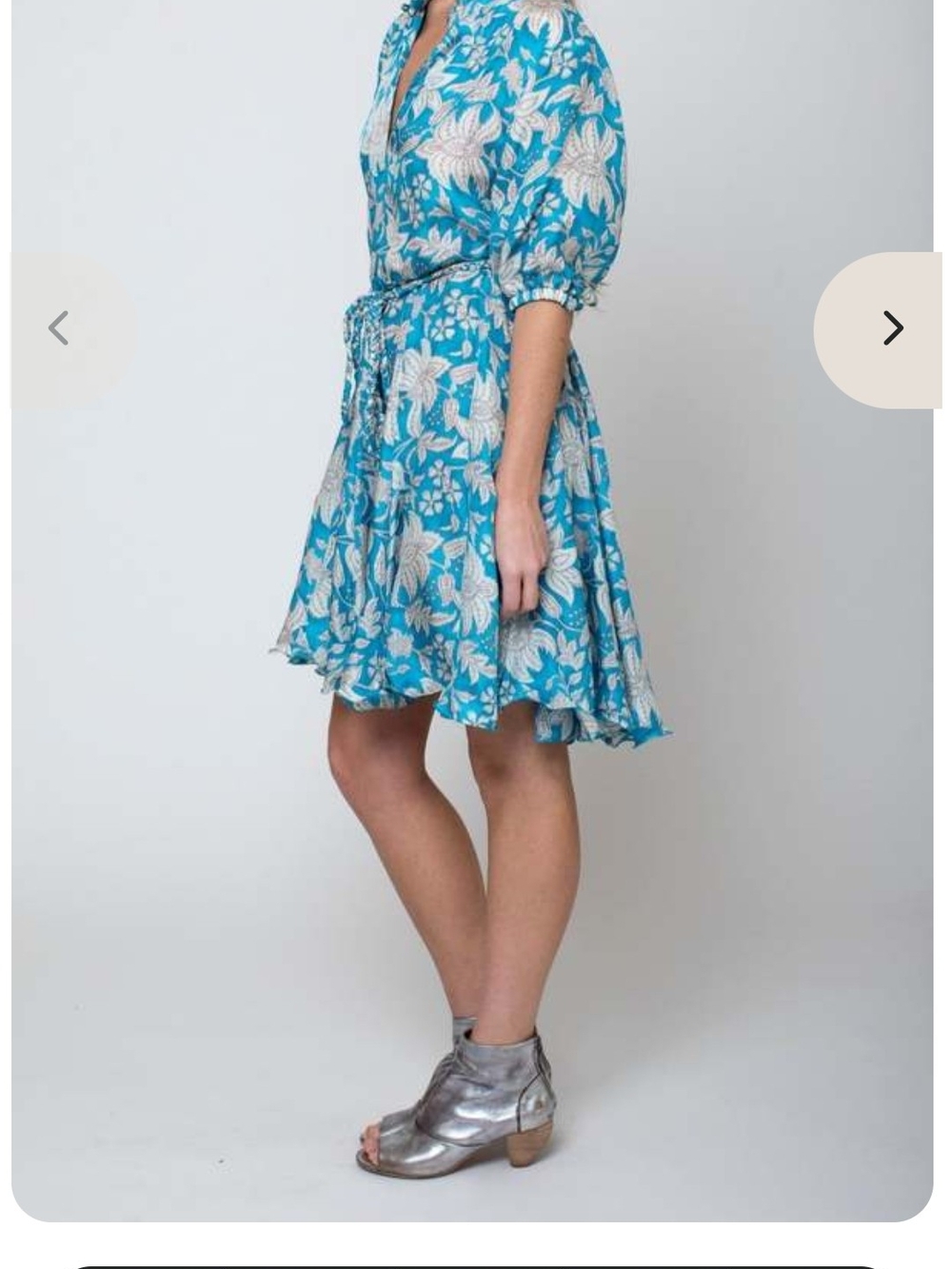 Hannah Turquoise Floral Tie-Waist Mini Dress